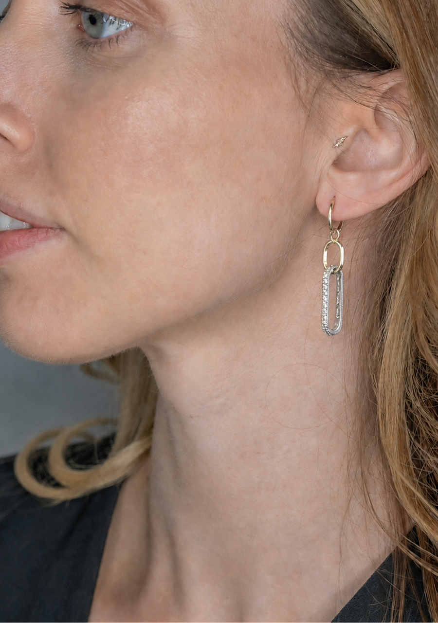 9ct Yellow Gold Diamond Paperclip Drop Earrings