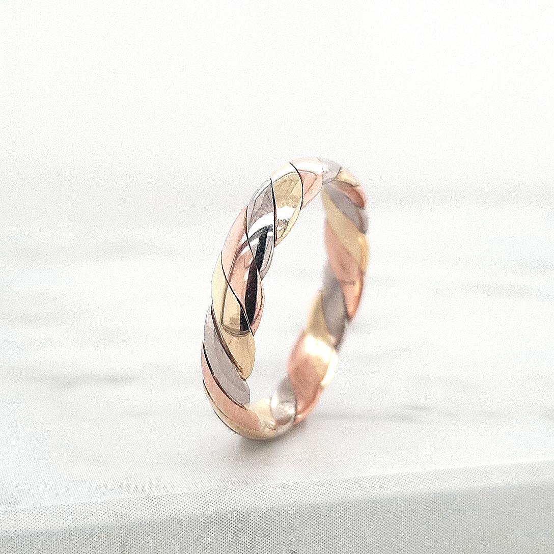 Estate Tri Tone Braided 4mm Ring