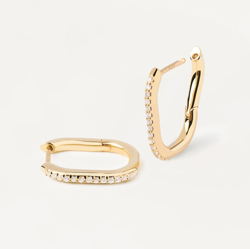 PD Paola 18ct Gold Plated Evergreen Spike Hoop Earrings