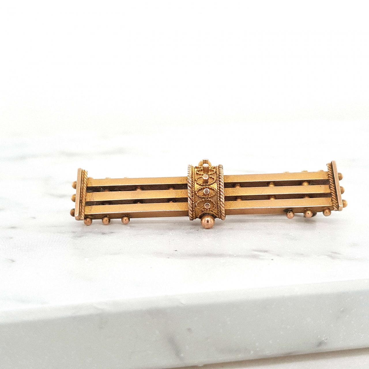 Estate 9ct Yellow Gold 3 Bar Brooch