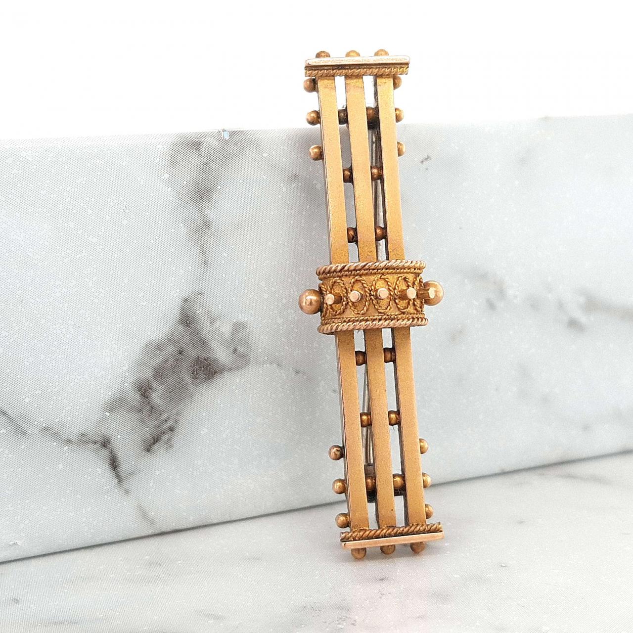 Estate 9ct Yellow Gold 3 Bar Brooch