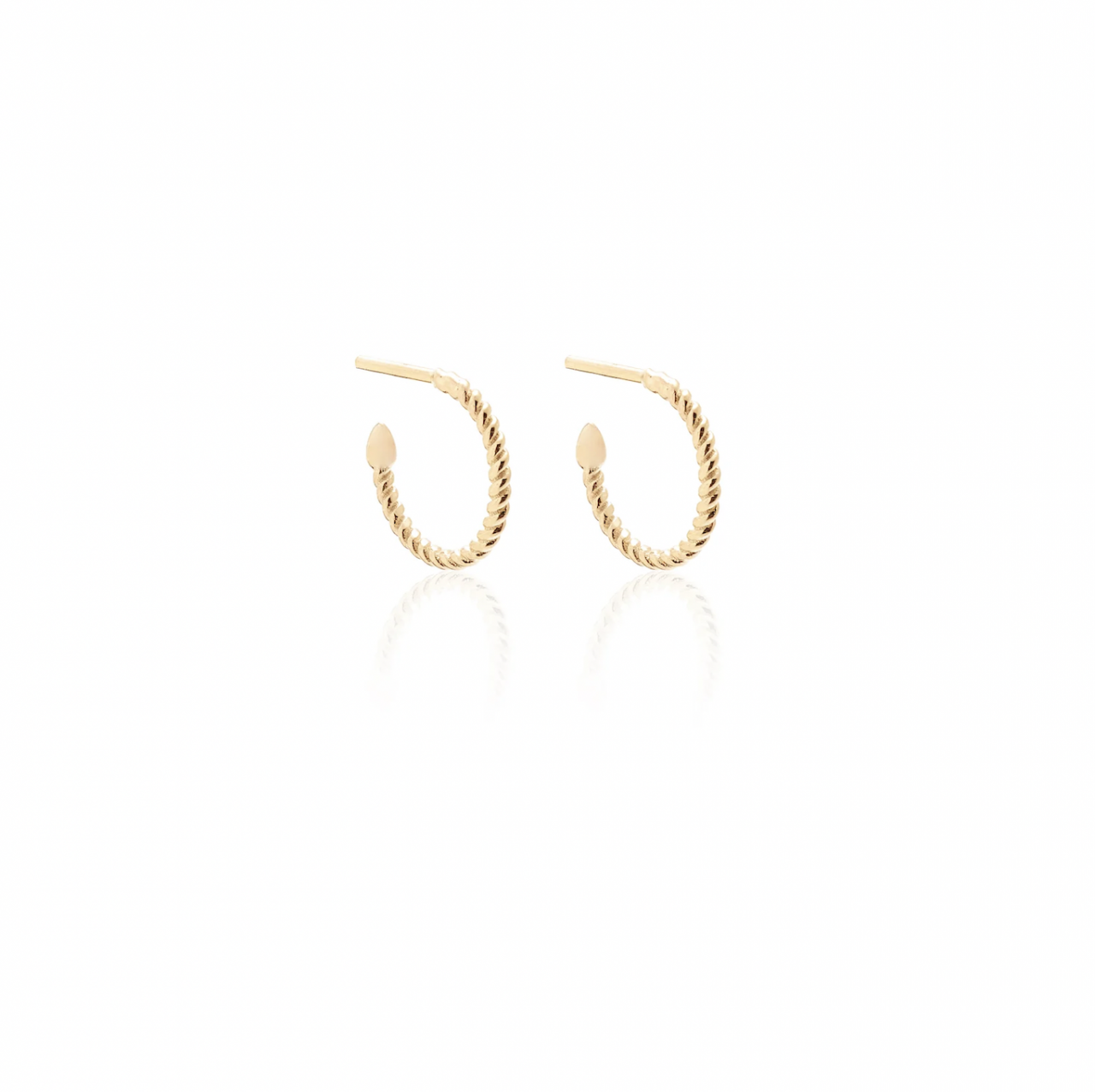 Silk and Steel Mini Rope Hoops in 14ct Plated Gold