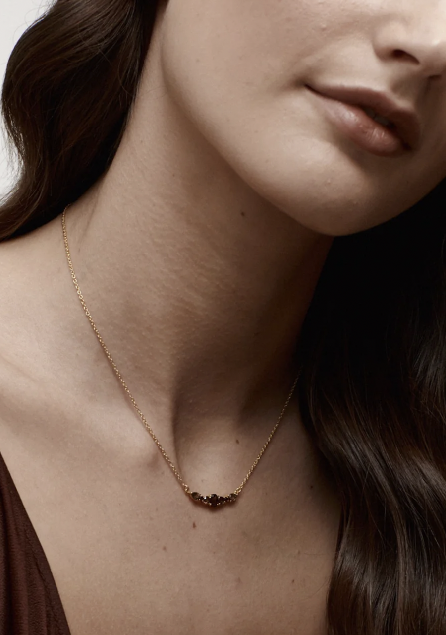 Silk & Steel Theia Necklace with Multi Shaped Smokey Quartz