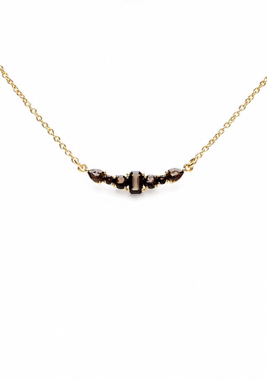 Silk & Steel Theia Necklace with Multi Shaped Smokey Quartz