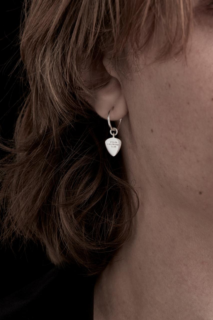 Stolen Girlfriends Club Sterling Silver Guitar Pic Anchor Sleeper Earrings