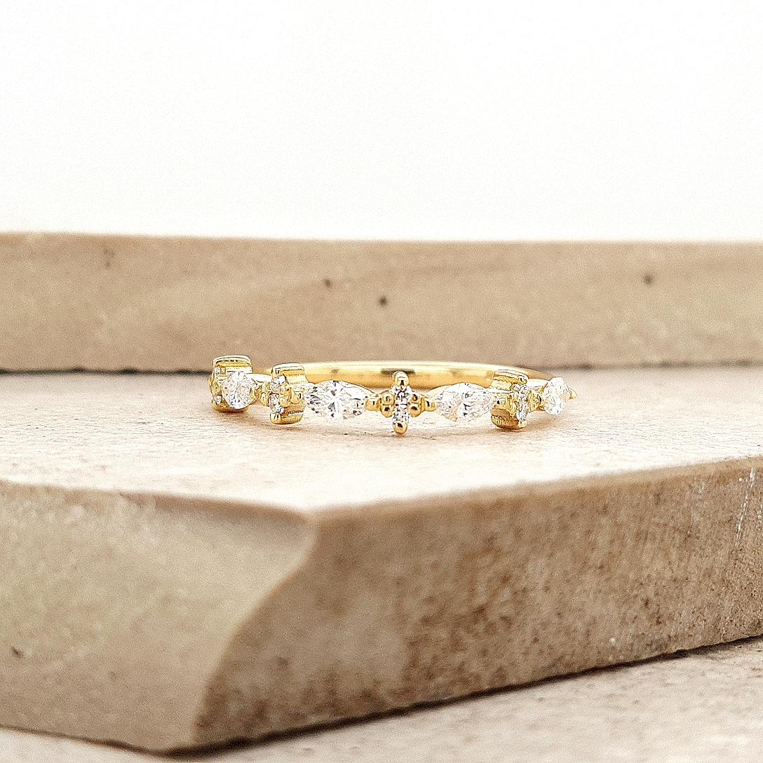 The Leni Setting 18ct Yellow Gold Diamond Marquise & Round Shape Ring