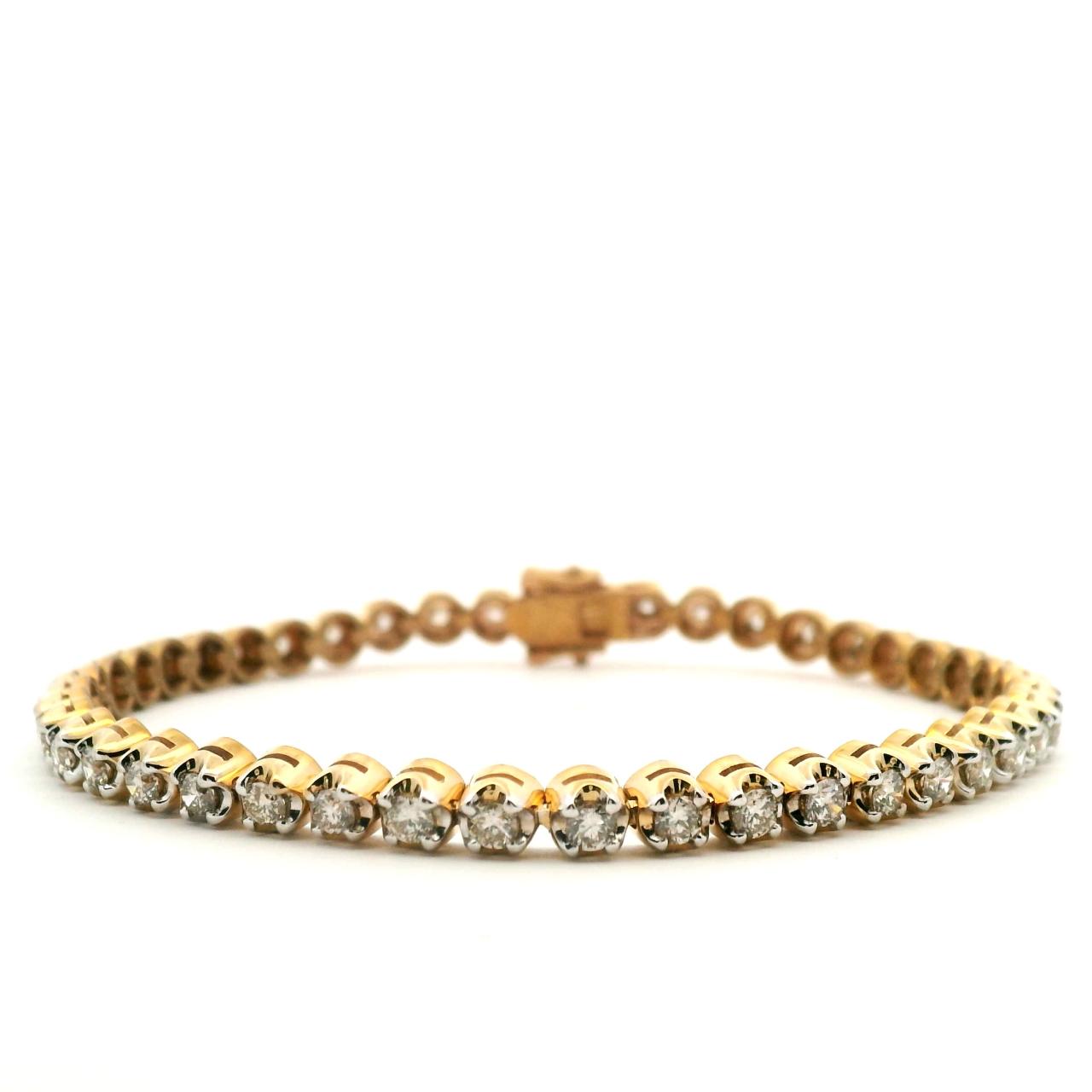 9ct Yellow Gold Diamond Tennis Bracelet