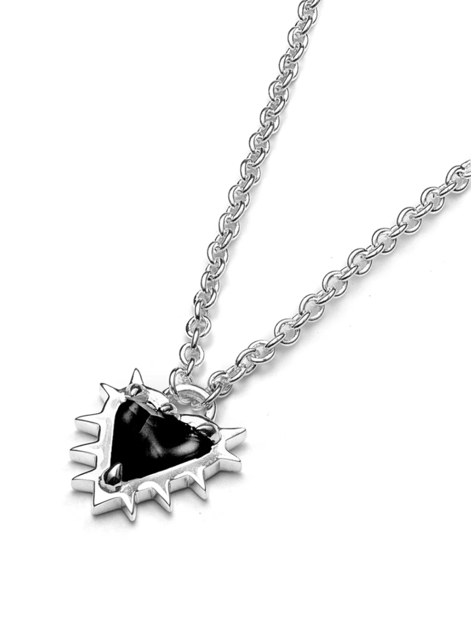 Stolen Girlfriends Club Sterling Silver Talon Heart Necklace with Onyx