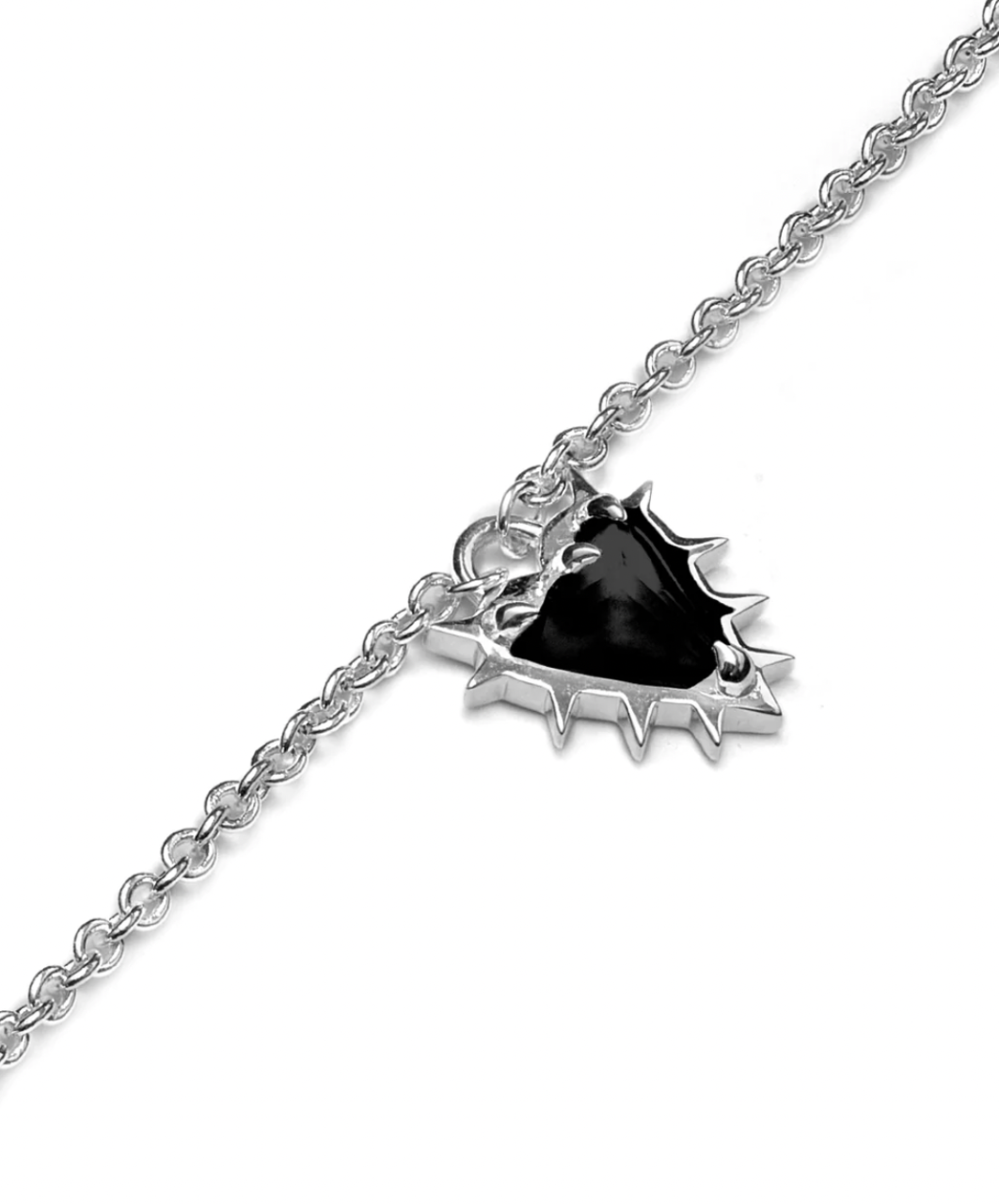 Stolen Girlfriends Club Sterling Silver Talon Heart Necklace with Onyx