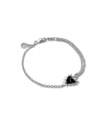 Stolen Girlfriends Club Sterling Silver Talon Heart Bracelet with Onyx