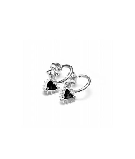 Stolen Girlfriends Club Sterling Silver Talon Heart Anchor Sleeper Earrings with Onyx