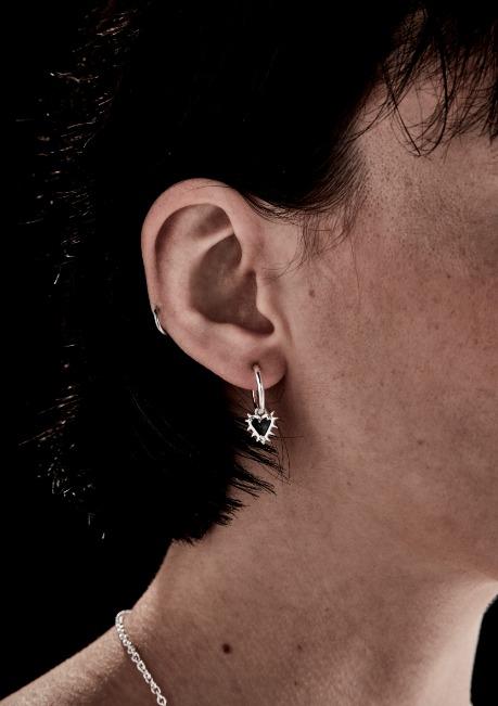 Stolen Girlfriends Club Sterling Silver Talon Heart Anchor Sleeper Earrings with Onyx