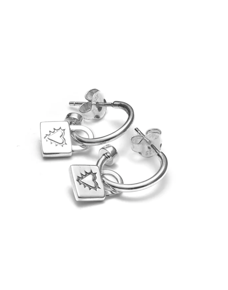 Stolen Girlfriends Club Sterling Silver Locked Heart Sleeper Earrings