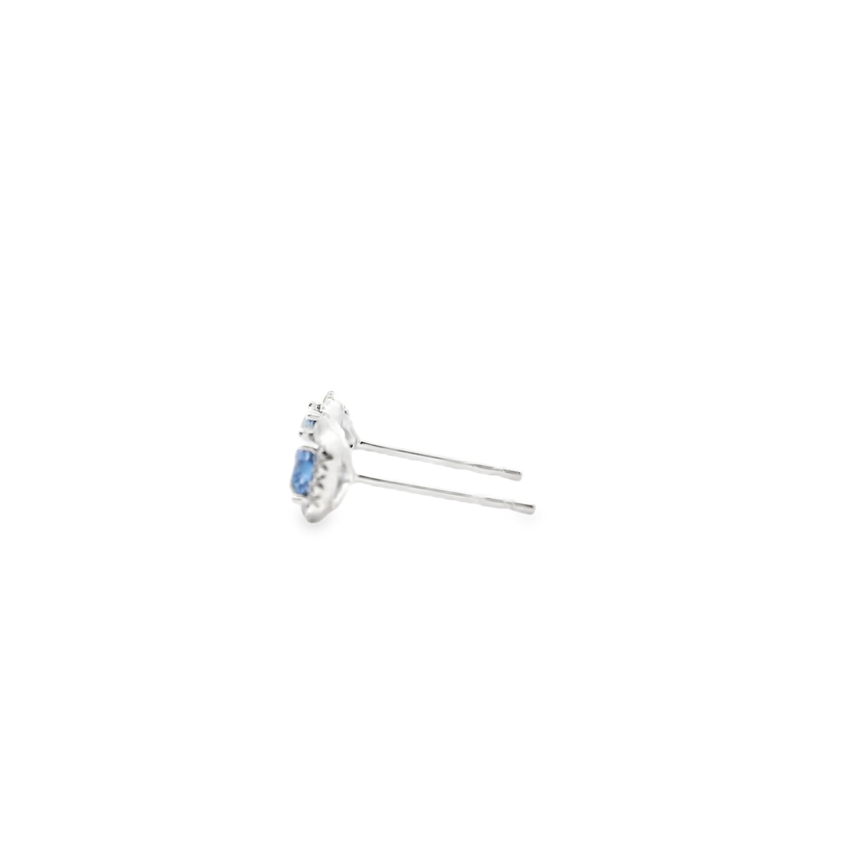 Ceylonese Sapphire & Diamond 18ct White Gold Stud Earrings