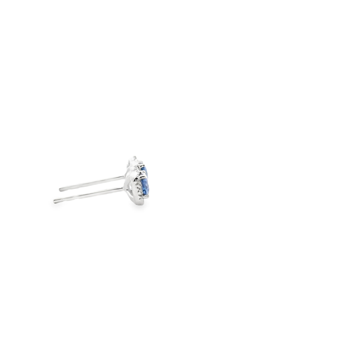 Ceylonese Sapphire & Diamond 18ct White Gold Stud Earrings