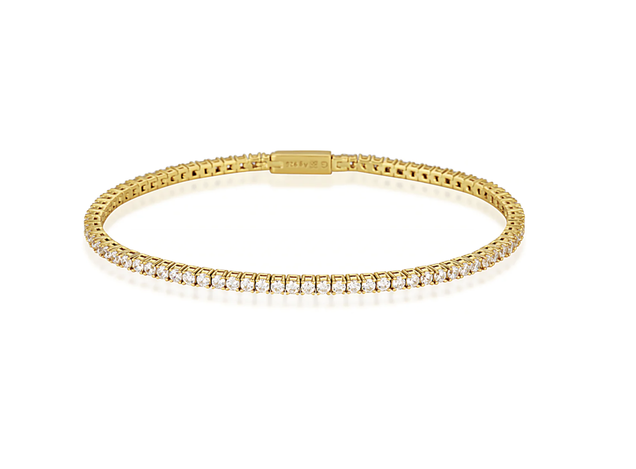 Georgini Milestone White Cubic Zirconia 2mm Gold Plated Tennis Bracelet