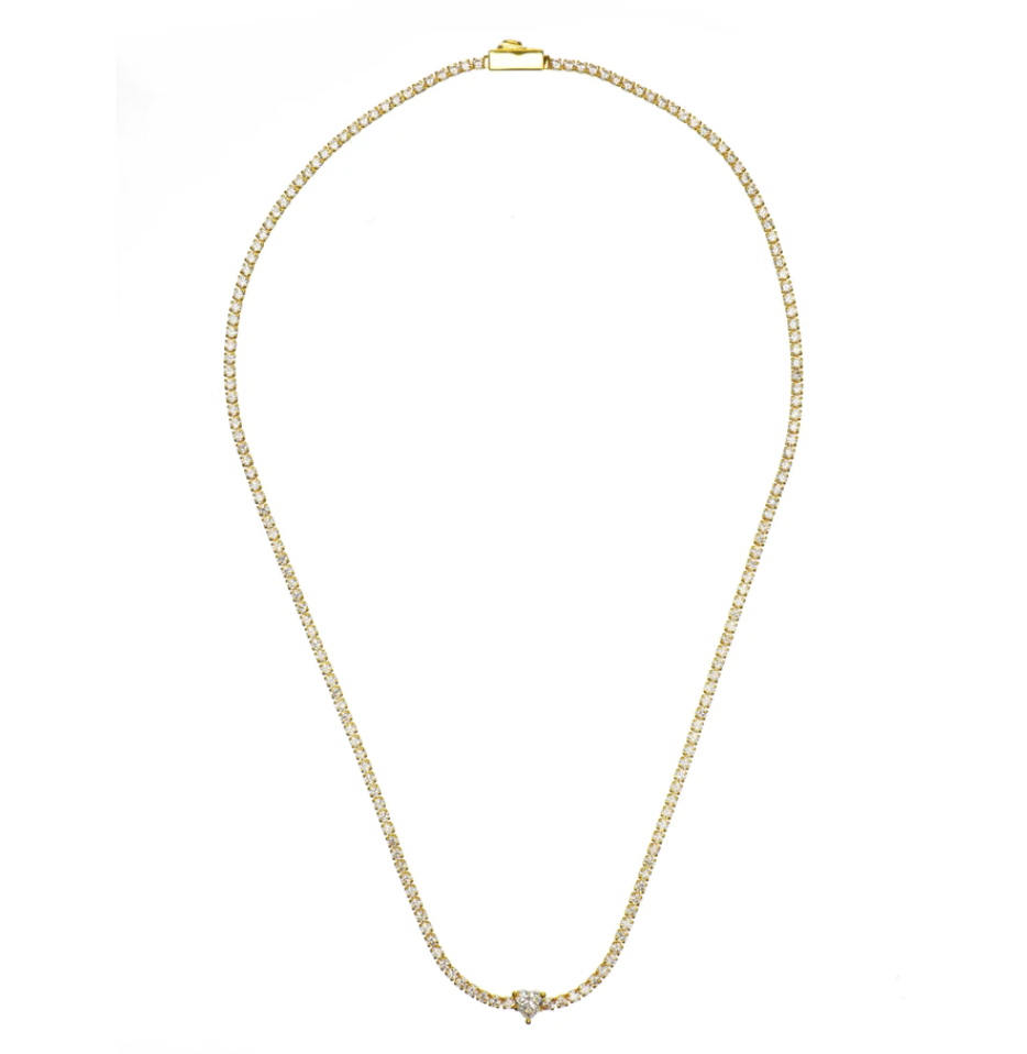 Georgini Sweetheart Tennis Necklace with White Cubic Zirconias Gold Plated