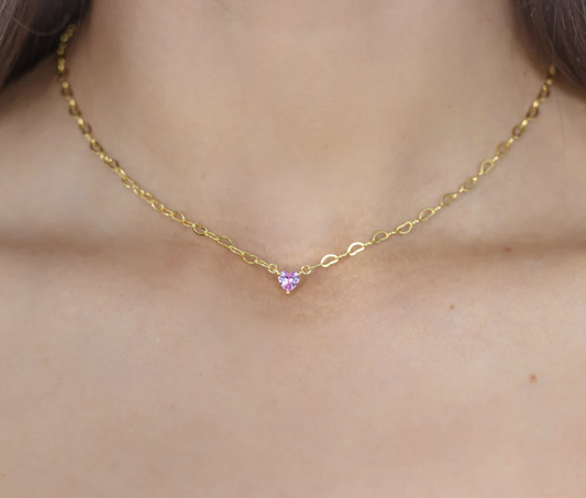 Georgini Sweetheart Heart Chain with Pink Heart Cubic Zirconia Gold Plated