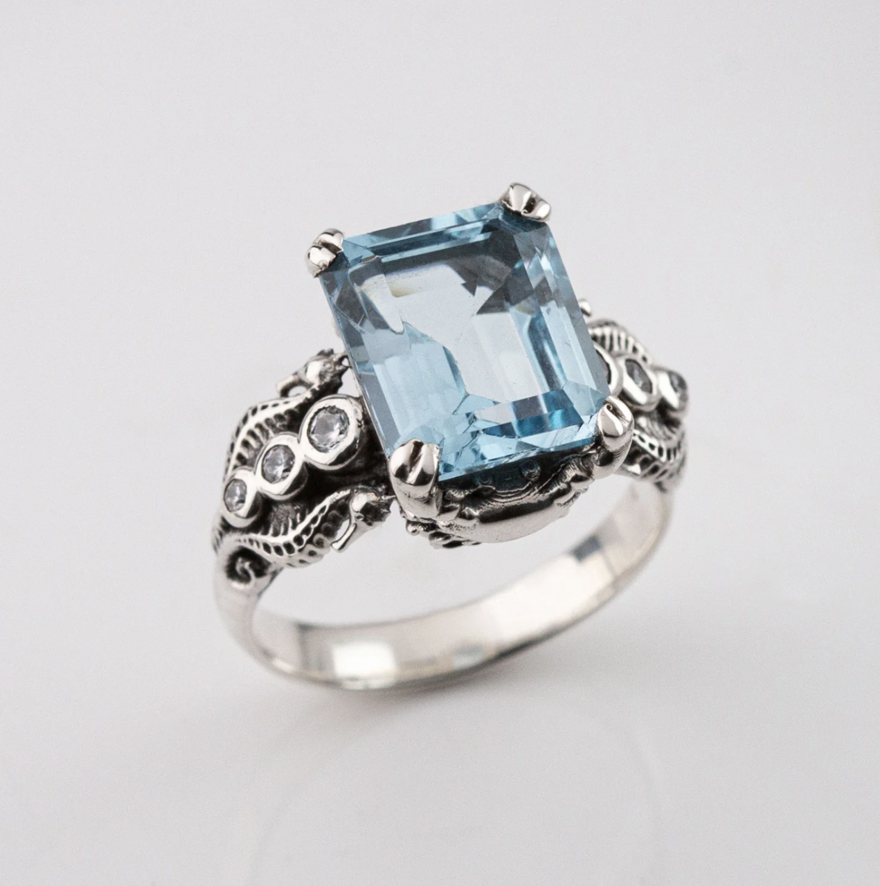 Nick Von K Blue Topaz Tide Pool Ring Sterling Silver. Size N
