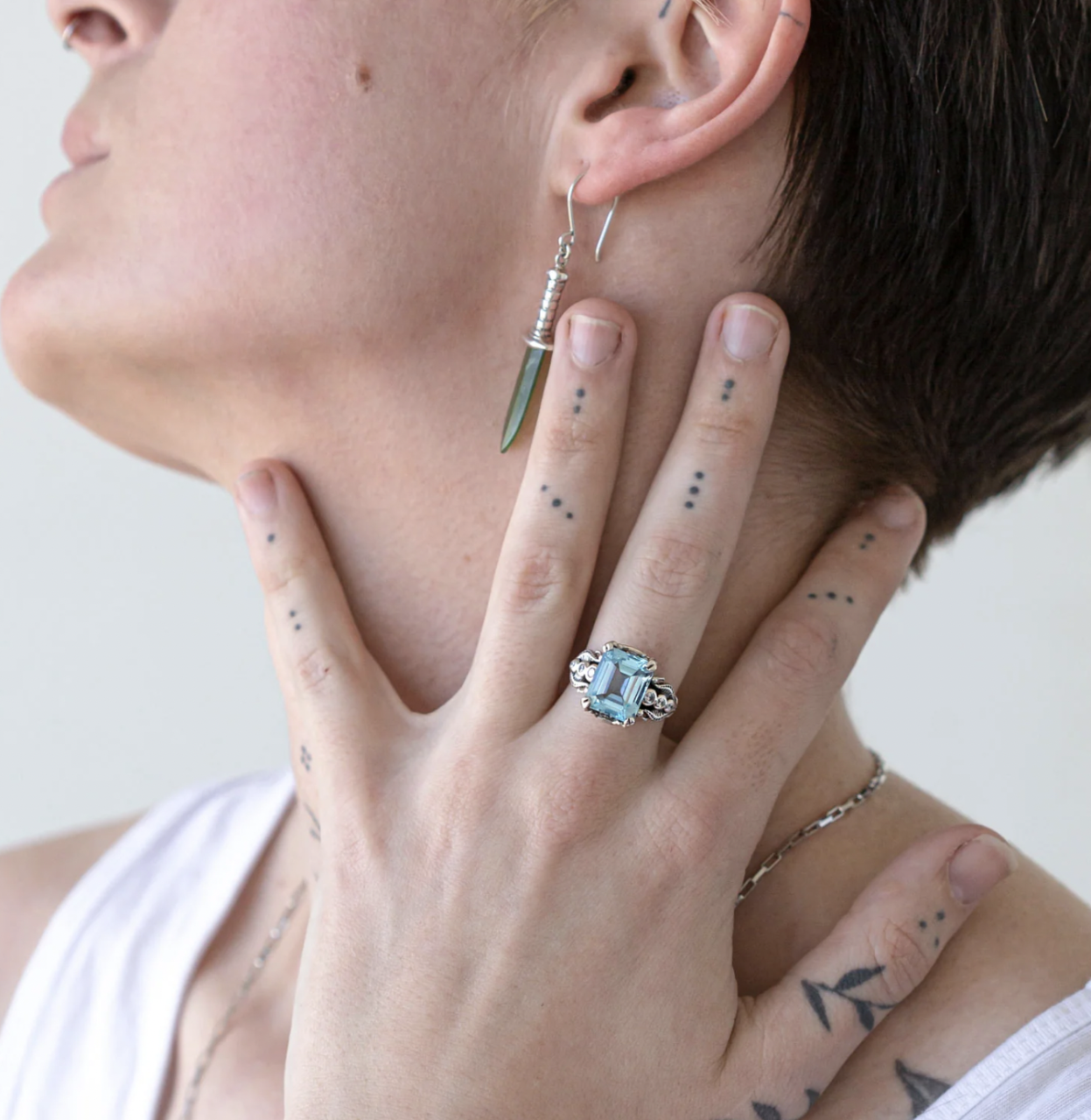 Nick Von K Blue Topaz Tide Pool Ring Sterling Silver. Size N