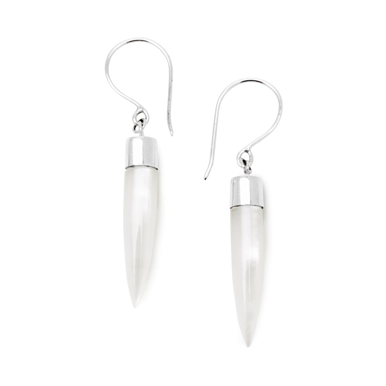 Nick Von K Mother of Pearl Point Earrings Sterling Silver