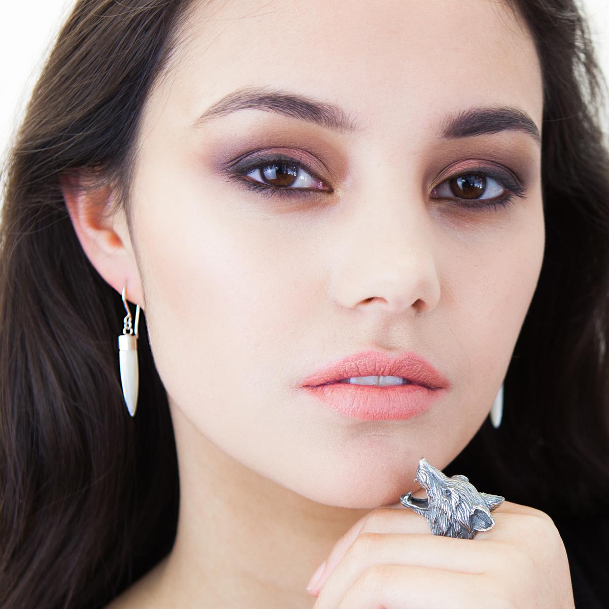 Nick Von K Mother of Pearl Point Earrings Sterling Silver