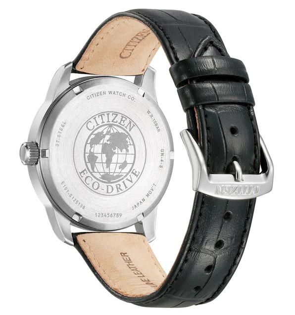 Citizen Gents Eco-Drive White Face Black Leather Strap Watch 100m Water Resistant BM8550-14A