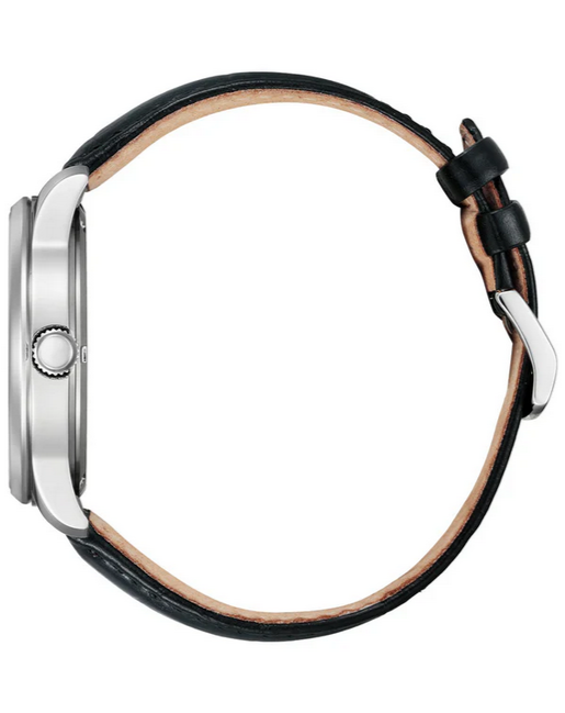 Citizen Gents Eco-Drive White Face Black Leather Strap Watch