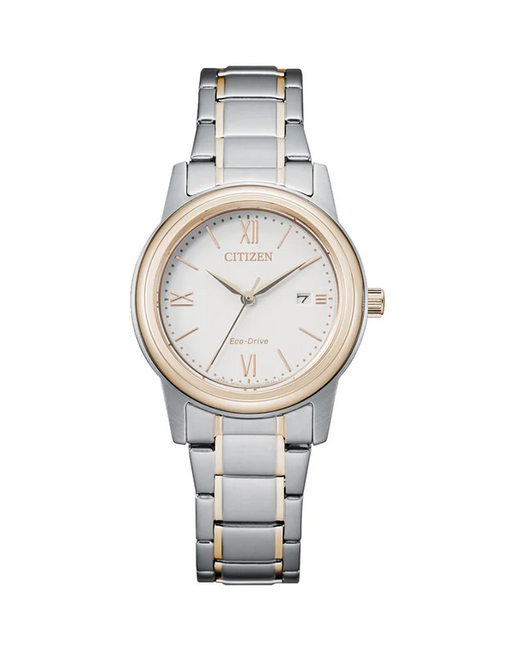 Citizen Ladies Two-Tone Eco-Drive White Face Watch 100m Water Resistant FE1226-82A