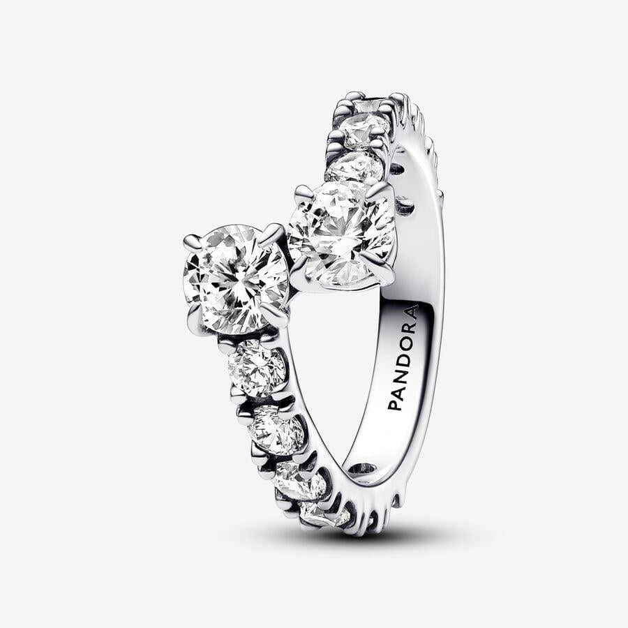 Pandora Sterling Silver Sparkling Overlapping Band Ring