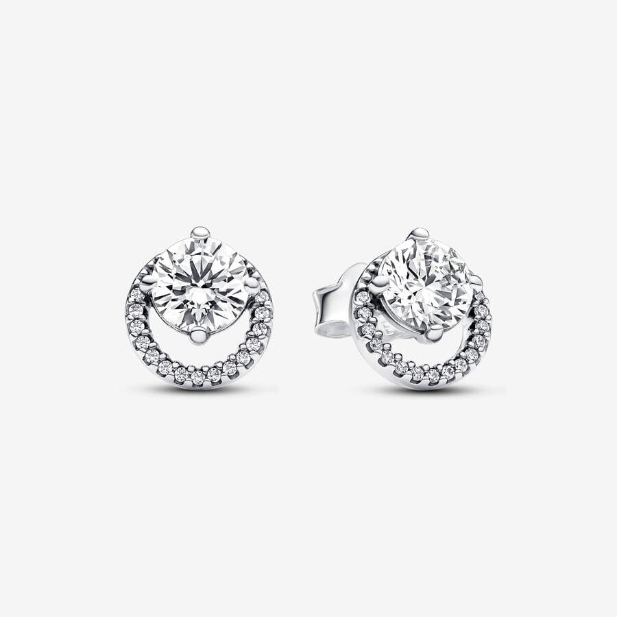 Pandora Sterling Silver Sparkling Round Halo Stud Earrings