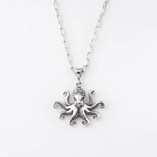 Nick Von K Octopus Charm Necklace Sterling Silver