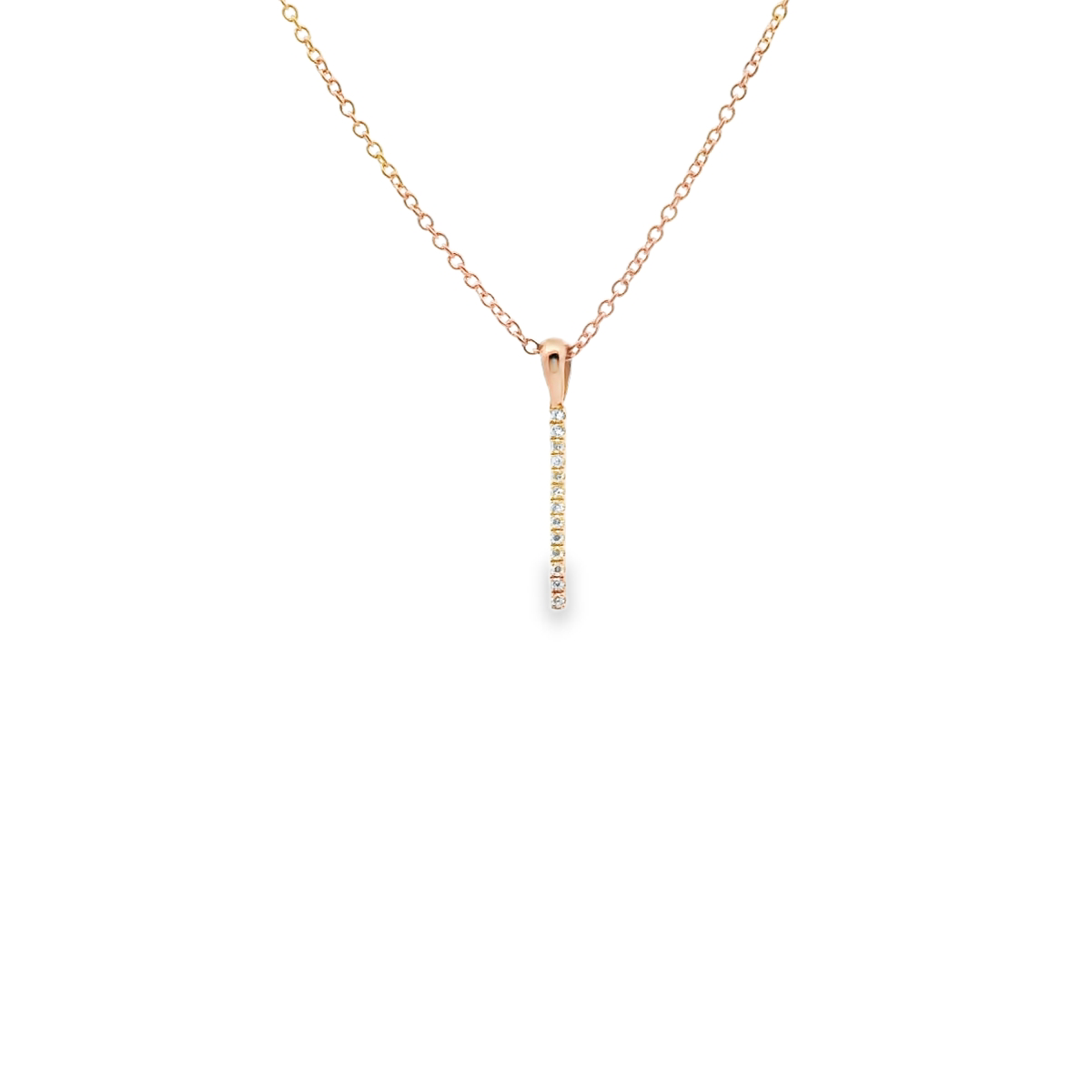 Diamond 9ct Yellow Gold Diamond North South Bar Necklace Pendant