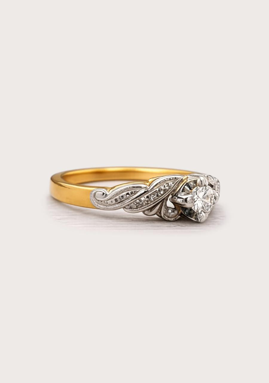 Estate 18ct Yellow Gold 0.20ct Diamond Two Tone Ring