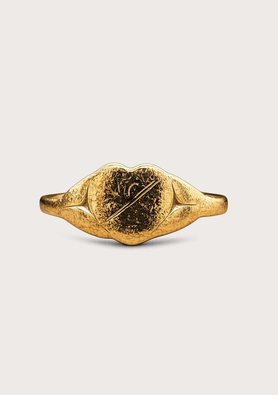Estate 9ct Yellow Gold Heart Signet Ring
