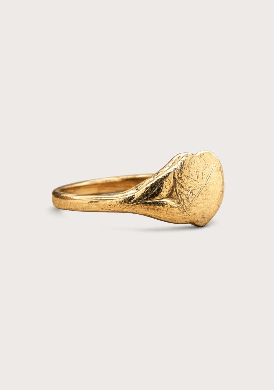 Estate 9ct Yellow Gold Heart Signet Ring