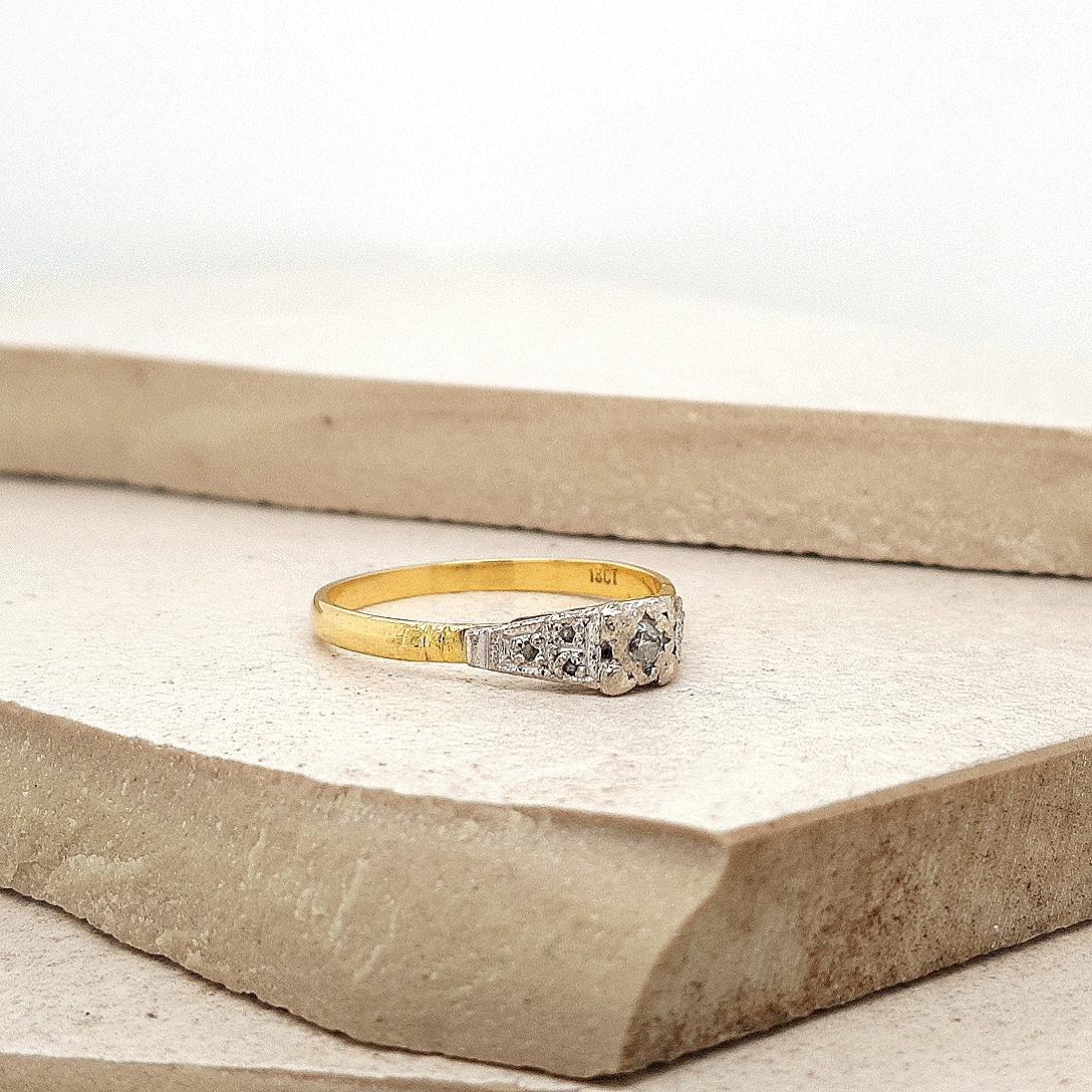 Estate 18ct Two Tone Diamond Ring