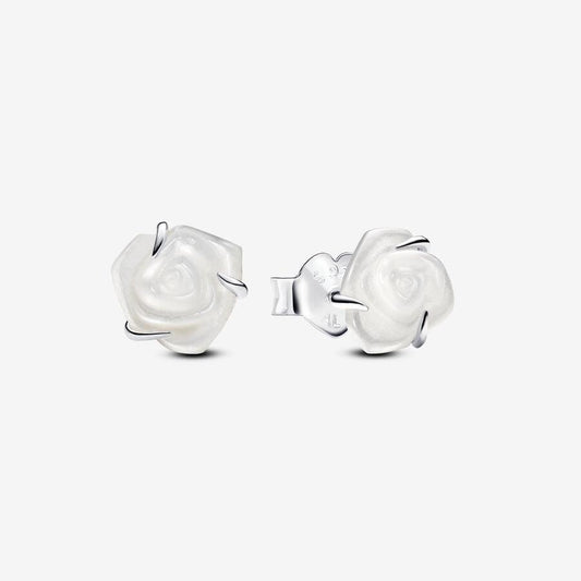 Pandora Sterling Silver White Rose in Bloom Stud Earrings 293209c01