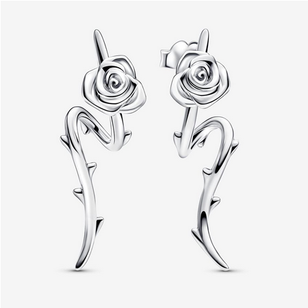 Pandora Sterling Silver Rose in Bloom Curved Stud Earrings 293214c00