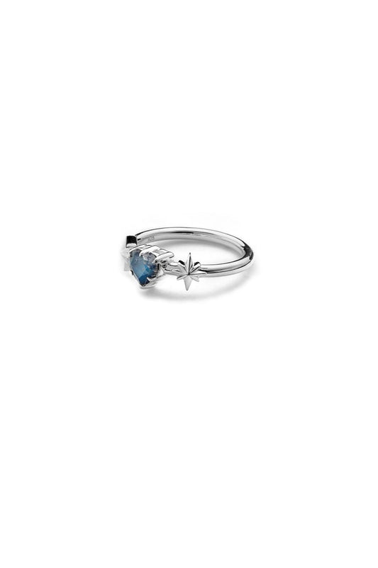 Stolen Girlfriends Club Sterling Silver Heart Star Ring with Moonstone