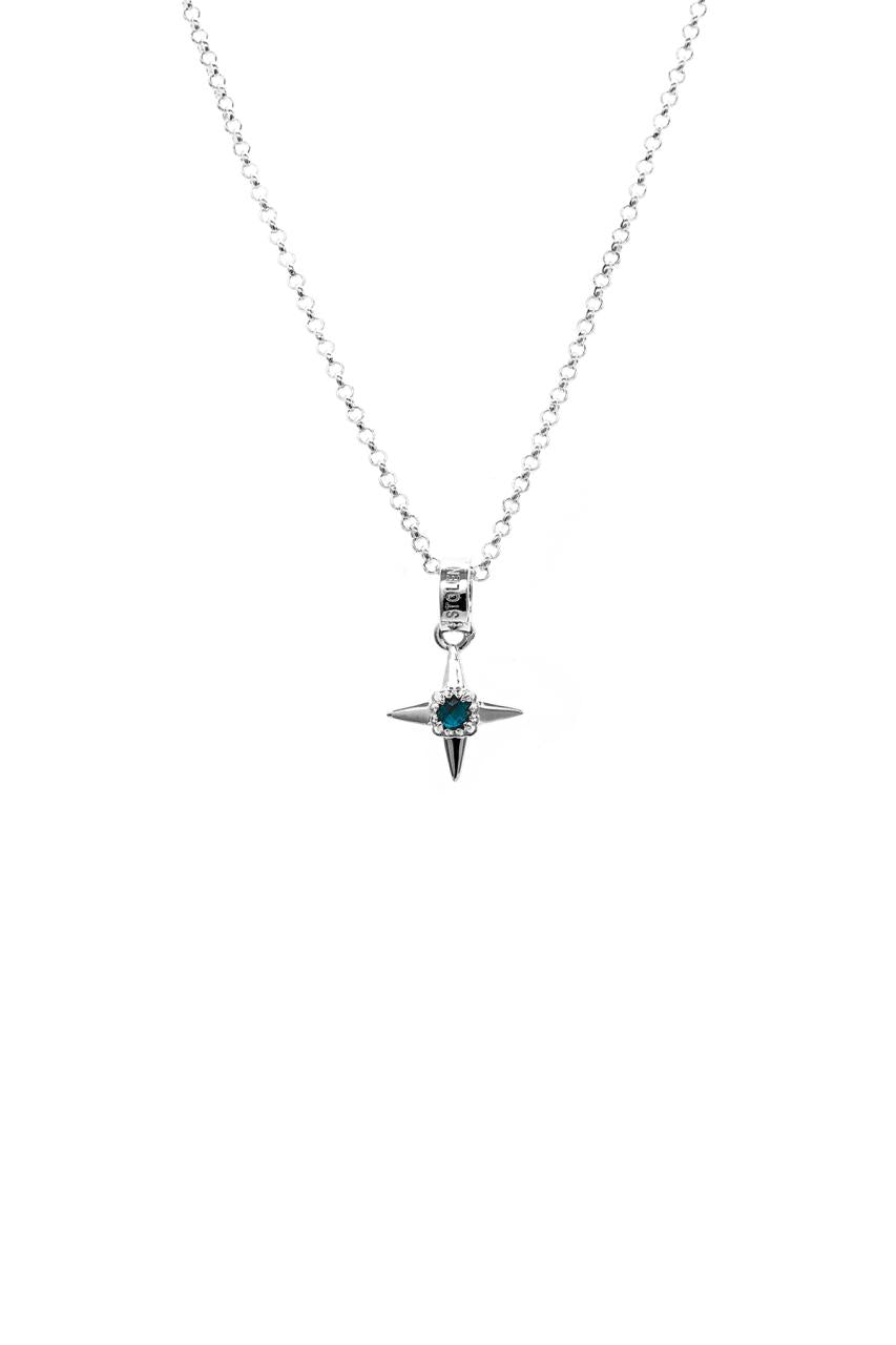 Stolen Girlfriends Club Sterling Silver Ninja Star Fine Necklace with London Blue Topaz