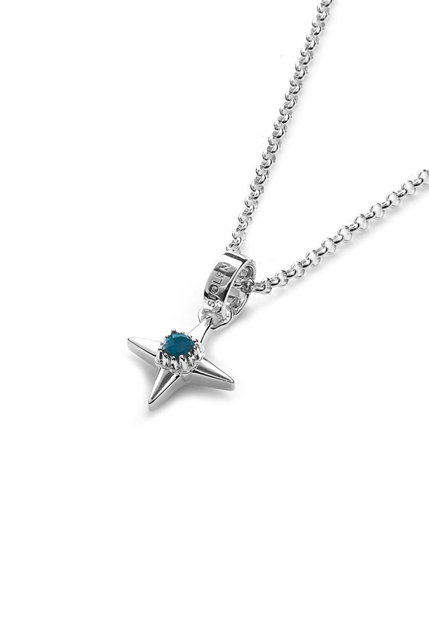 Stolen Girlfriends Club Sterling Silver Ninja Star Fine Necklace with London Blue Topaz