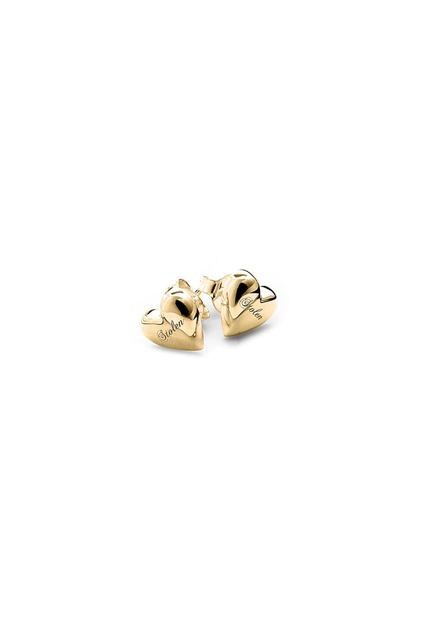 Stolen Girlfriends Club 18ct Yellow Gold Plated Full Heart Stud Earrings