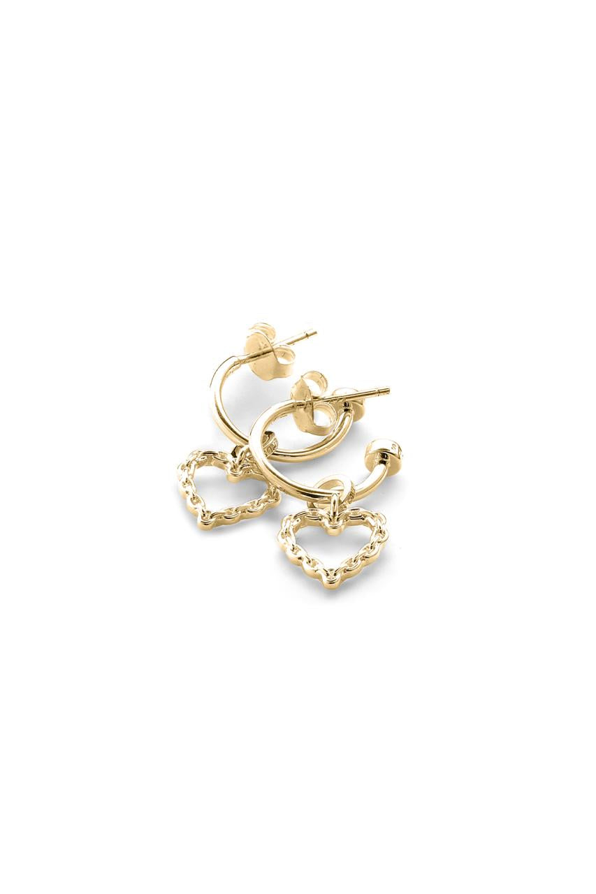 Stolen Girlfriends Club 18ct Yellow Gold Plated Chain Heart Anchor Sleeper Earrings