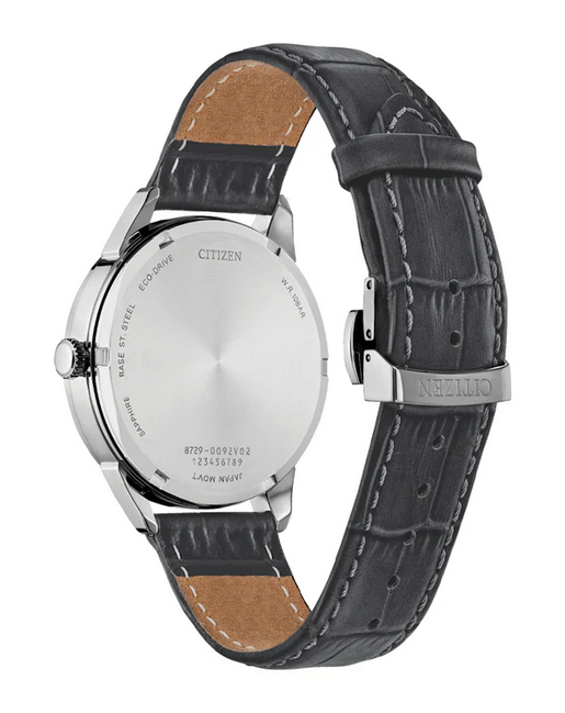 Citizen Gents Stainless Steel Eco-Drive Watch with Black Leather Strap bu2110-01a