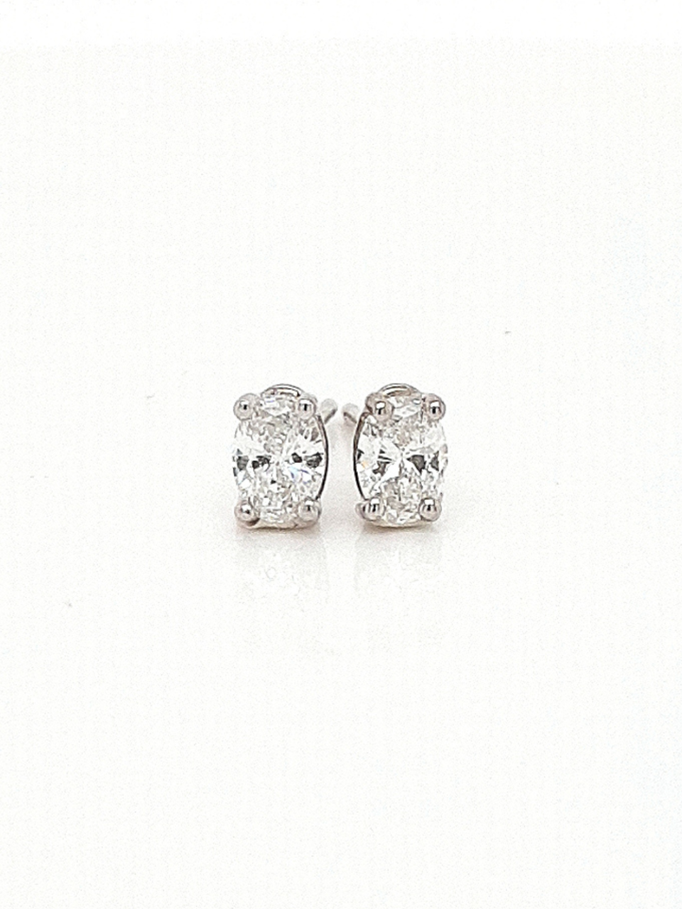 Diamond Oval Cut 14ct White Gold Stud Earrings