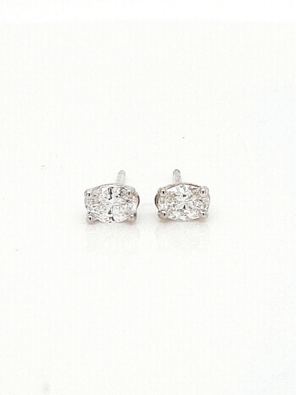 Diamond Oval Cut 14ct White Gold Stud Earrings