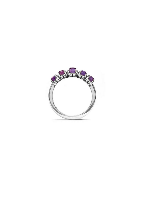 Stolen Girlfriends Club Sterling Silver Halo Cluster Ring with Dark Amethyst