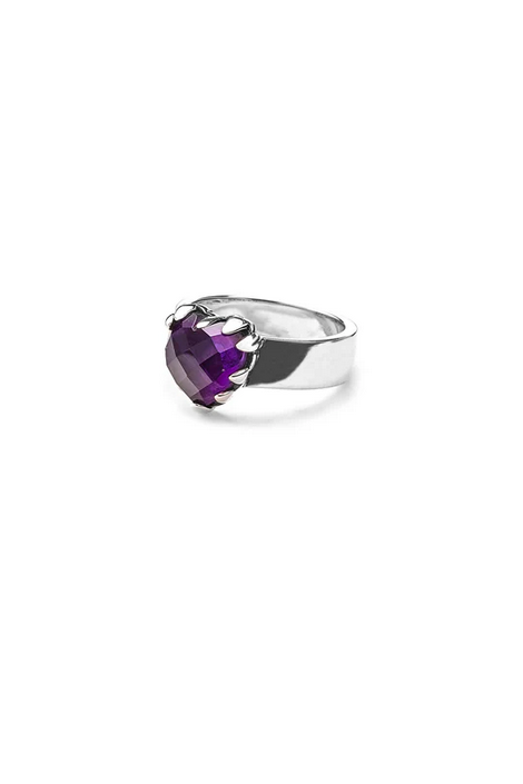 Stolen Girlfriends Club Sterling Silver Love Claw Ring with Dark Amethyst