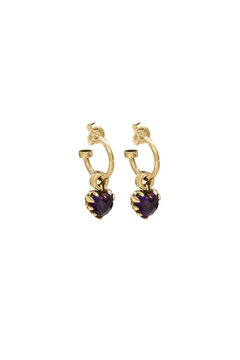 Stolen Girlfriends Club 18ct Yellow Gold Plated Love Anchor Earring with Dark Amethyst